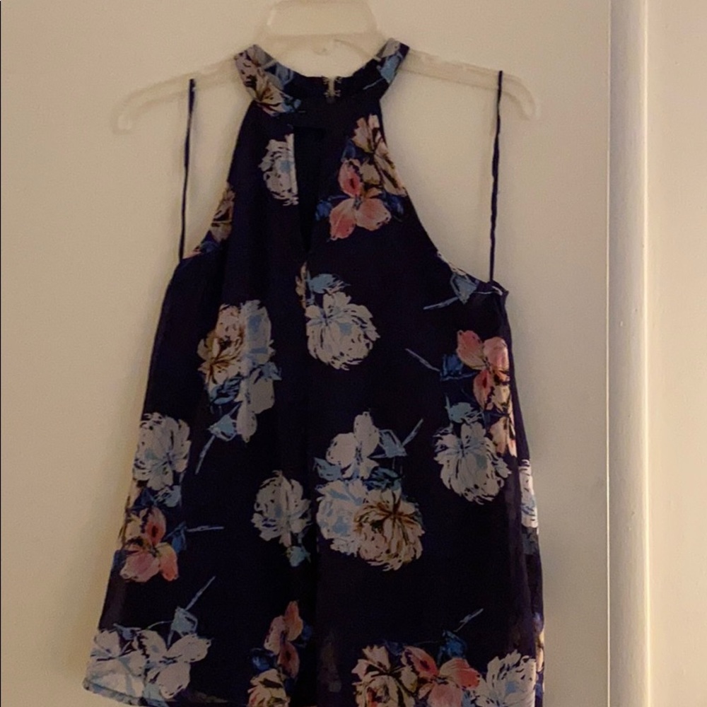 Floral Keyhole High neck shirt